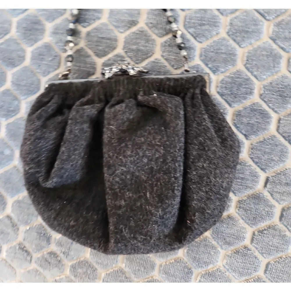 Chic Black Floral Embellished Clutch